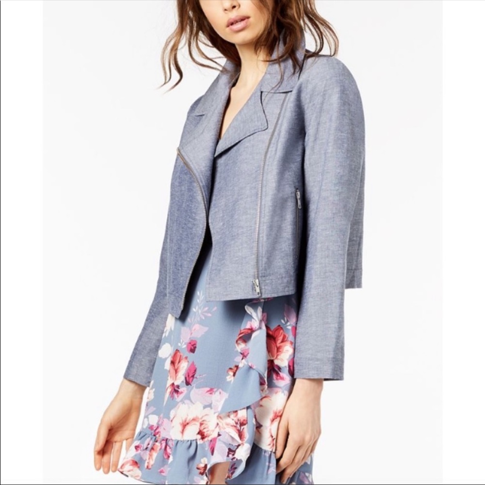 Jill Stuart Chambray Moto Jacket